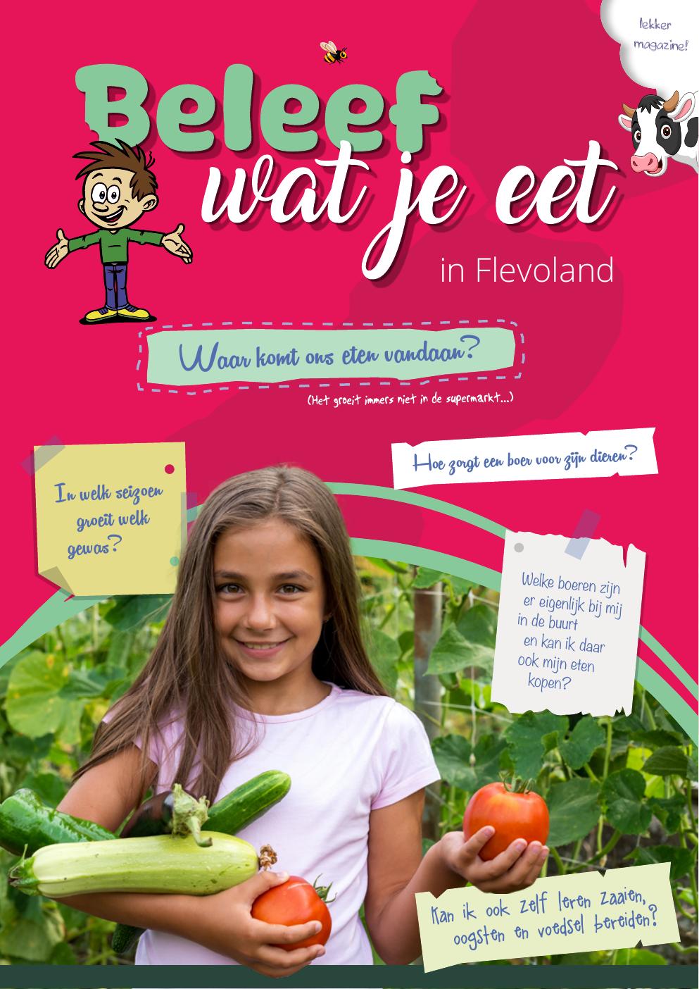 Voorkant van het Kidsmagazine Beleef wat je eet in Flevoland