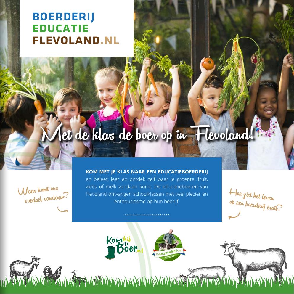 Voorkant van de folder Boerderijeducatie Flevoland